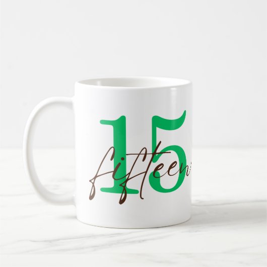 15周年記念のカスタマイズ コーヒーマグカップ (左)
