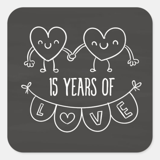 15周年記念ギフトチョークハート スクエアシール (正面)