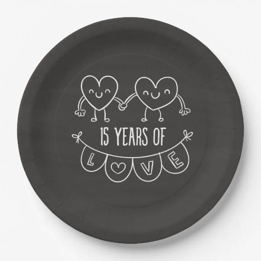 15周年記念ギフトチョークハート ペーパープレート (正面)