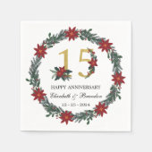 15周年記念クリスマスナパーソナライズされたプキンス スタンダードカクテルナプキン (正面)