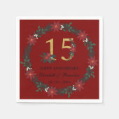 15周年記念クリスマスナパーソナライズされたプキンス スタンダードカクテルナプキン (正面)