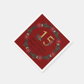 15周年記念クリスマスナパーソナライズされたプキンス スタンダードカクテルナプキン (角)
