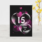 15周年記念ハートバブルがブラック カード (黄色い花)