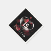 15周年記念ハートバブル赤いハート スタンダードカクテルナプキン (角)