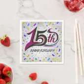 15周年記念パーティー コンフェティ テキスト スタンダードカクテルナプキン (インサイチュ)