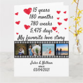 15周年記念フィルムストリップ写真ディスプレイ カード (黄色い花)