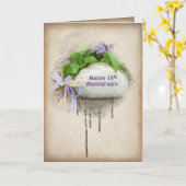 15周年記念結婚のロックとライラック カード (黄色い花)