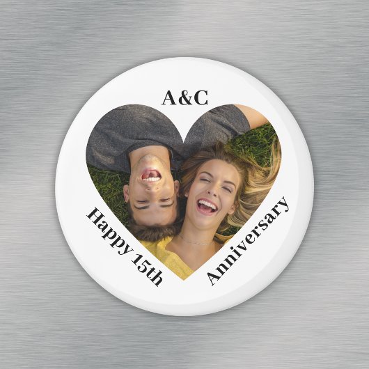 15周年記念結婚カップル記念ハート写真 マグネット
