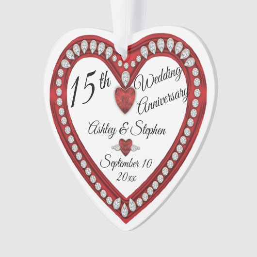 15周年記念結婚ルビーダイヤモンド記念 オーナメント (正面)