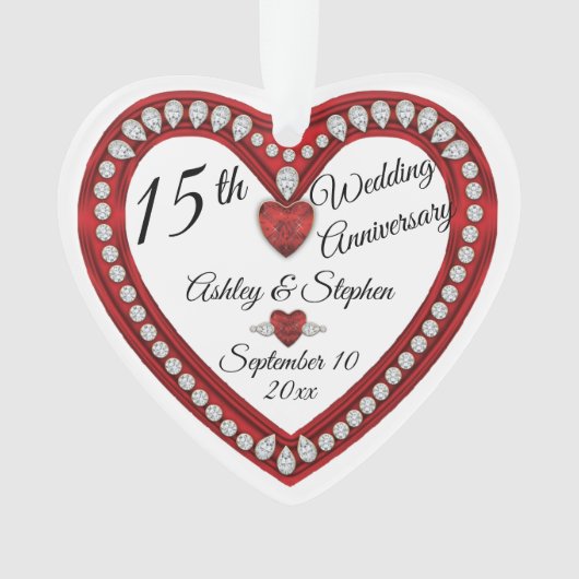 15周年記念結婚ルビーダイヤモンド記念 オーナメント (正面)