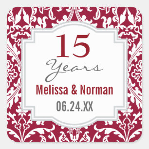 15周年記念結婚ルビーレッドダマスクA04A スクエアシール