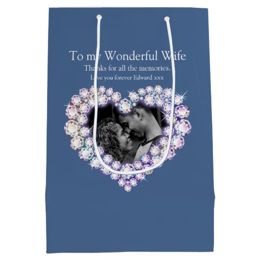 15周年記念結婚結晶ハート写真 ミディアムペーパーバッグ (裏面)