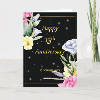 15周年記念結婚金のグリーティングカード サンキューカード
