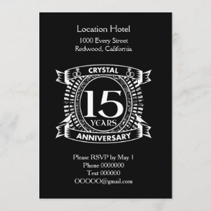 15周年記念 黒と白 結婚記念日 招待状