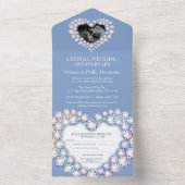 15回結晶の記念結婚写真用ライトブルー オールインワン招待状 (内側)