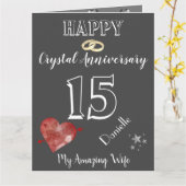 15年パーソナライズされた記念カード,妻に カード (黄色い花)