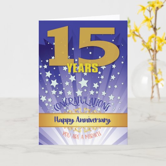 15年リカバリ記念日はっきりした数値 カード (黄色い花)