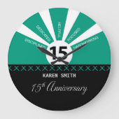15年目の従業員のビジネス記念日をパーソナライズ ラージ壁時計 (正面)