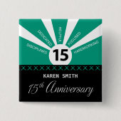 15年目の従業員のビジネス記念日をパーソナライズ 缶バッジ (正面)