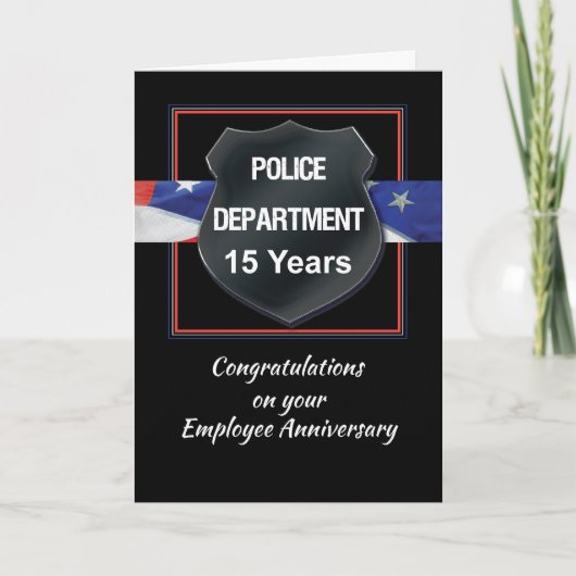 15年間の警察職員記念日おめでとう カード (正面)