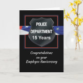 15年間の警察職員記念日おめでとう カード (黄色い花)