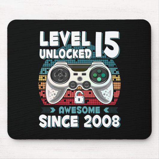 15年BDayソンボーイおもしろいゲーマー15th 15歳誕生 マウスパッド (正面)