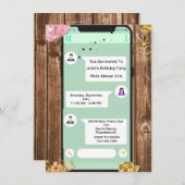 15日18日14日11日20日21番目の携帯電話誕生日 招待状 (正面/裏面)