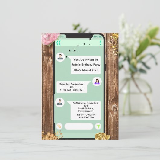 15日18日14日11日20日21番目の携帯電話誕生日 招待状 (スタンド正面)