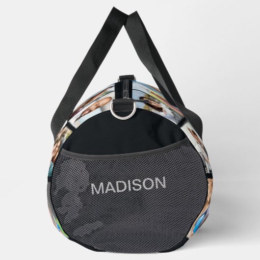 15枚の写真と名前のカスタム ダッフルバッグ (右)