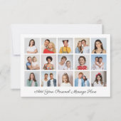 15枚の写真コラージュ 自分のメッセージを追加 ノートカード (正面)