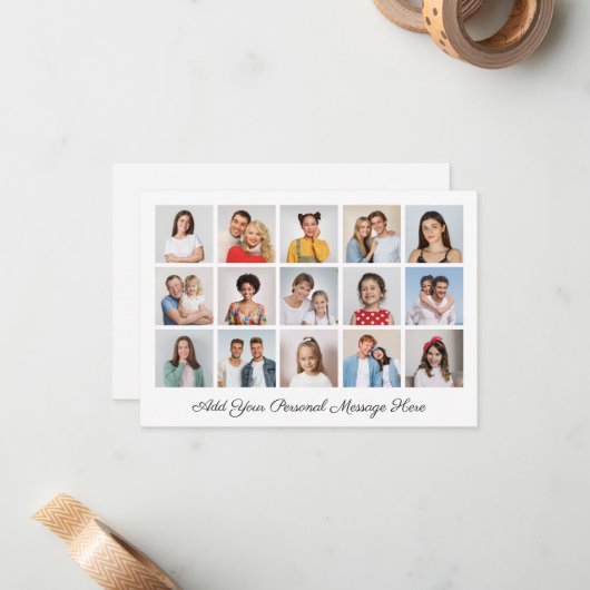 15枚の写真コラージュ 自分のメッセージを追加 ノートカード (正面/裏面インサイチュ)