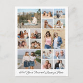 15枚の写真コラージュ 自分のメッセージを追加 ポストカード (正面)