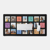 15枚の写真、6色のブロック（黒） デスクマット (キーボード&マウス)