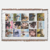 15枚スクエア写真コラージュ 記念品 ホワイト スローブランケット (正面)
