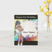 15歳かわいらしの誕生日を迎えた少女 カード (黄色い花)