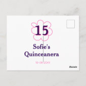 15歳のキンチェアラお誕生日おめでとうピンクパープル記念日 ポストカード (裏面)