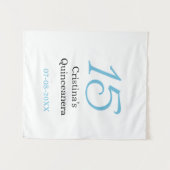 15歳のキンチェアラ誕生日 青 黒 太字レターN タペストリー (正面(横))