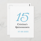 15歳のキンチェアラ誕生日 青 黒 太字レターN ポストカード (正面/裏面)