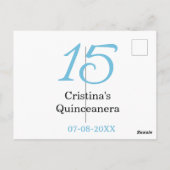 15歳のキンチェアラ誕生日 青 黒 太字レターN ポストカード (裏面)