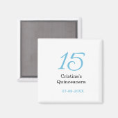15歳のクィンセañeraの誕生日 青と黒の太字のN マグネット (正面/裏面)