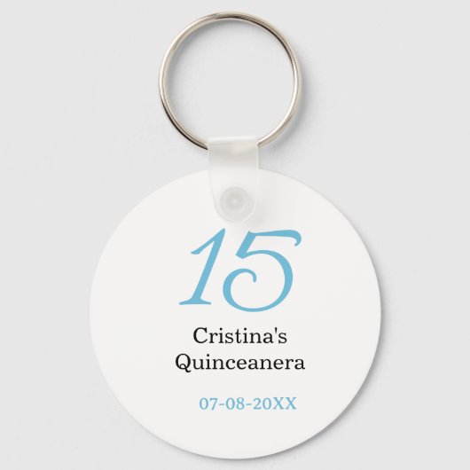 15歳のクィンセañeraの誕生日 青黒の太字のN キーホルダー (正面)