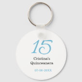 15歳のクィンセañeraの誕生日 青黒の太字のN キーホルダー (裏面)