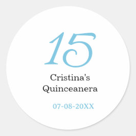 15歳のクィンセañeraの誕生日 青黒の太字のN ラウンドシール