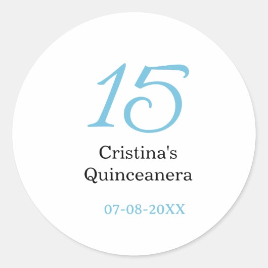 15歳のクィンセañeraの誕生日 青黒の太字のN ラウンドシール (正面)