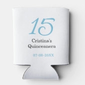 15歳のクィンセañeraの誕生日 青黒の太字のN 缶クーラー (裏面)