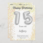 15歳のハッピーバースデーカード (正面/裏面)