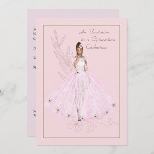 15歳の少女のためのキンチェアニエラ招待状 招待状 (正面/裏面)
