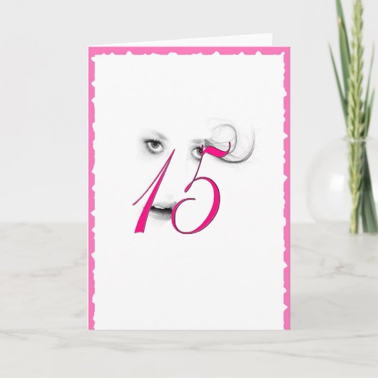 15歳の少女ピンクのグリーティングカード カード (正面)