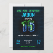 15歳の男の子の誕生日パーティー招待状 招待状 (正面)