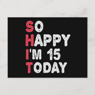 15歳の誕生日おめでとう！今日15歳になりました！面白いプレゼント, ポストカード